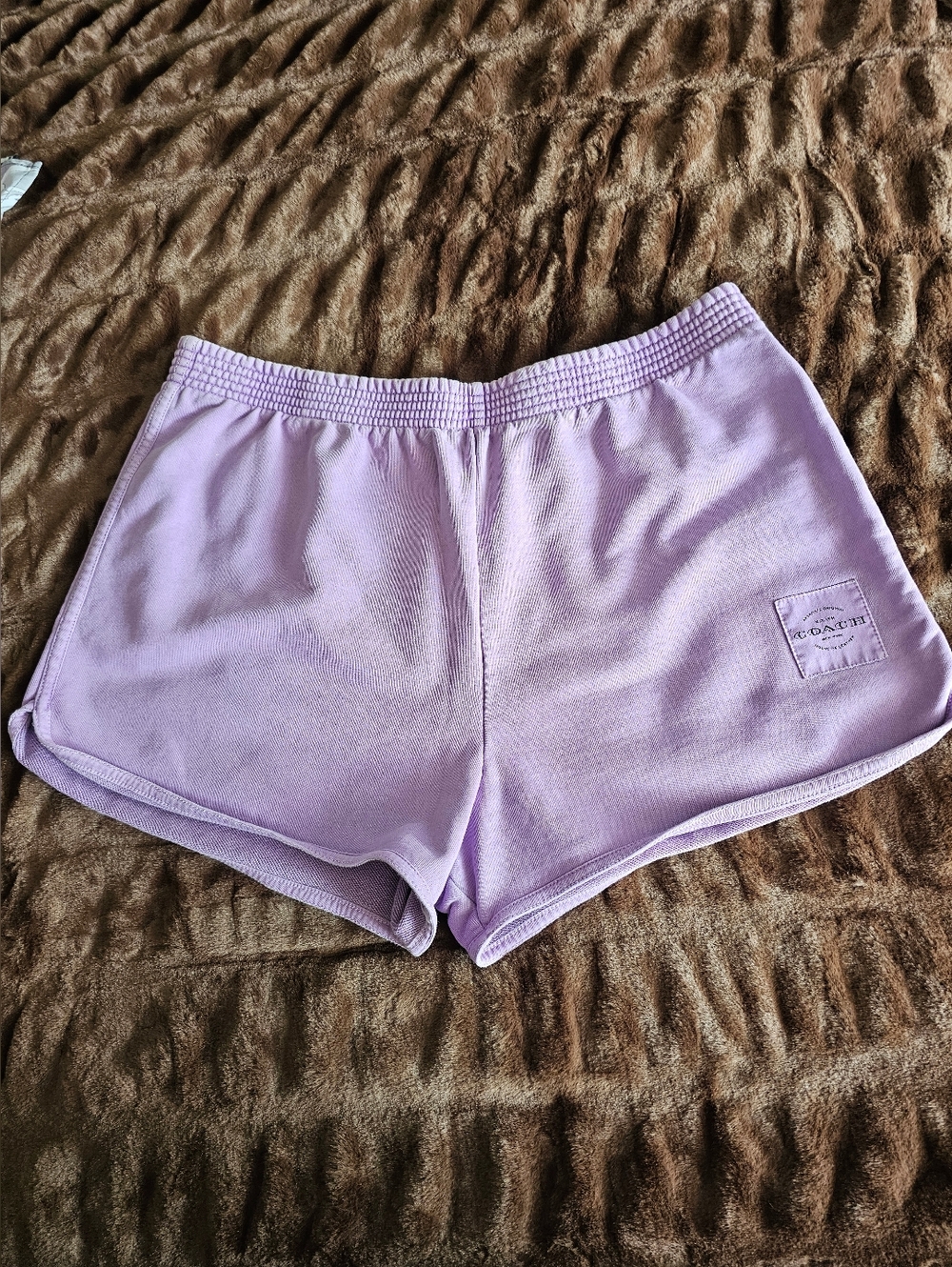 Coach Lilac Cozy Lounge Shorts with Patch Logo